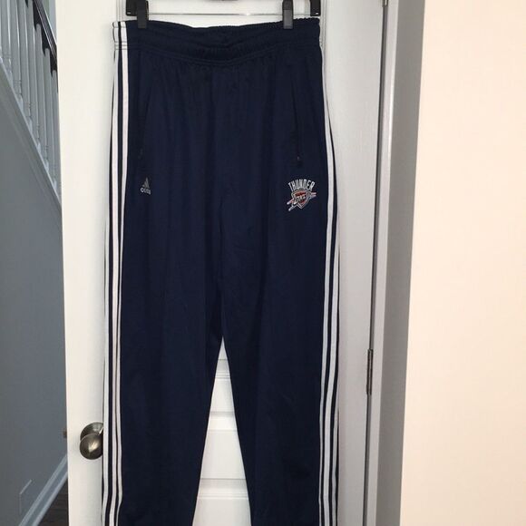 Blue Adidas OKC Oklahoma City NBA Thunder Basketball WarmUp Jog Track Pants SGA - Picture 1 of 4